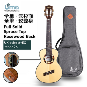 Uma Ukulele 26'Tenor Full Solid Engelmann Spruce / Black Walnut UMA-PulseST + EQ (EQUALIZER)