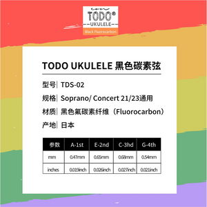 TODO Black Fluorocarbon Strings High-Quality,Clear Tone,Smooth Playability,Ukulele strings,original, 21/ 23/ 26 Inch