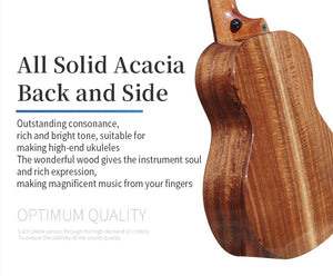 TODO Ukulele 23' Concert Whale Acacia Wood Full Solid + EQ (EQUALIZER)