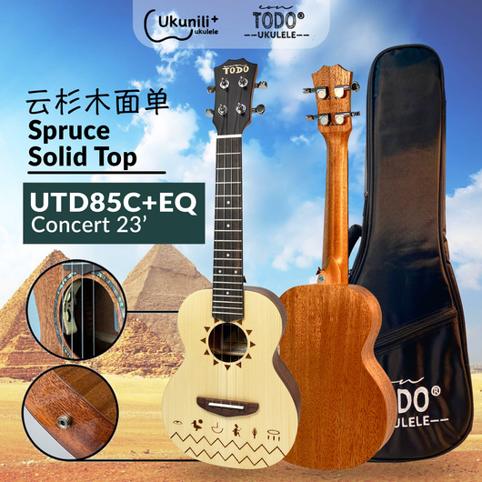 TODO Ukulele 23' Concert Solid Spruce Nile Design + EQ (EQUALIZER)