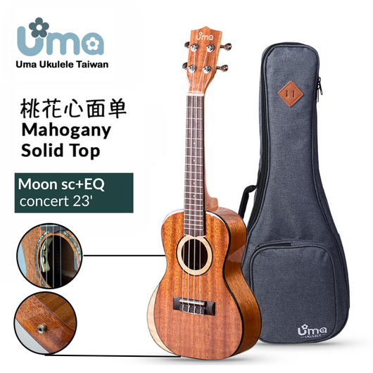 Uma Ukulele 23' Concert Solid Mahogany & Maple Top  UMA UK-MoonSC + EQ (EQUALIZER)