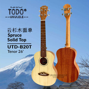 TODO Ukulele 26' Tenor Spruce Solid Top + EQ (EQUALIZER)