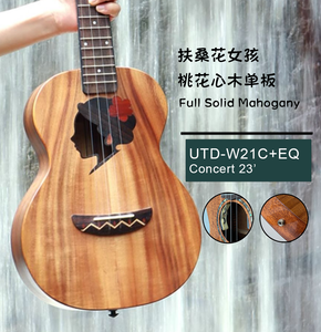 TODO Ukulele 23' Concert Fuso Flower Girl Acacia Wood Full Solid + EQ (EQUALIZER)