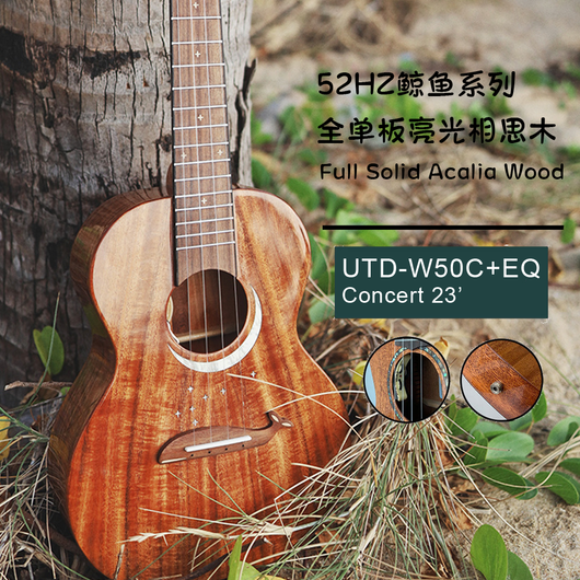 TODO Ukulele 23' Concert Whale Acacia Wood Full Solid + EQ (EQUALIZER)