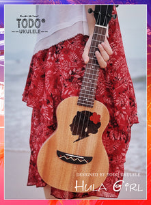 TODO Ukulele 23' Concert Fuso Flower Girl Acacia Wood Full Solid + EQ (EQUALIZER)