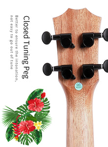 TODO Ukulele 23' Concert Fuso Flower Girl Acacia Wood Full Solid + EQ (EQUALIZER)