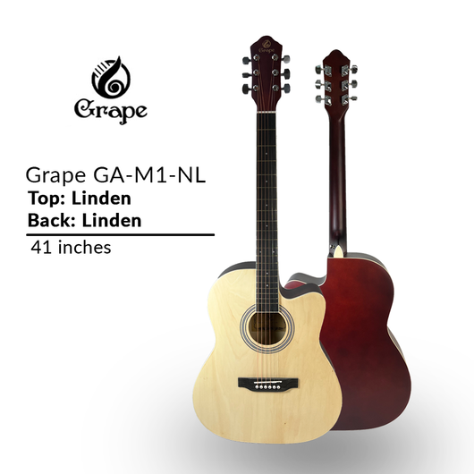 Grape GA-M1 39 Inch Cutaway Linden Wooden Beginner Acoustic Guitar Wood Truss Rod