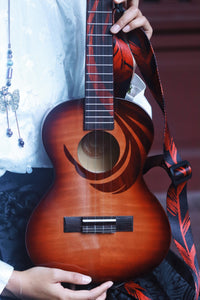 TODO Ukulele 23' Concert Oriental Phonix Tiger Pattern Solid Top + EQ (EQUALIZER)